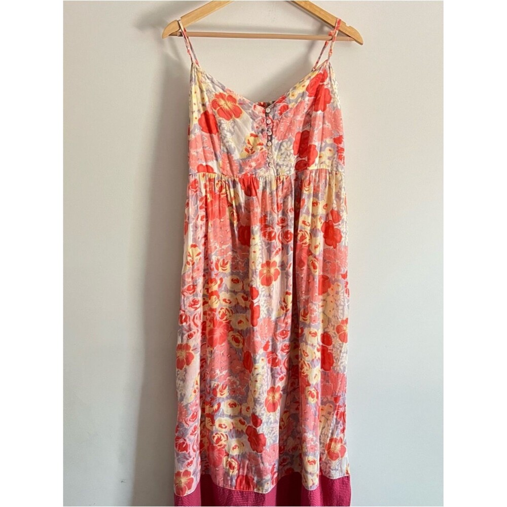 April Cornell Floral Boho Midi Dress 100% Cotton Size Medium Cottagecore - Picture 5 of 12